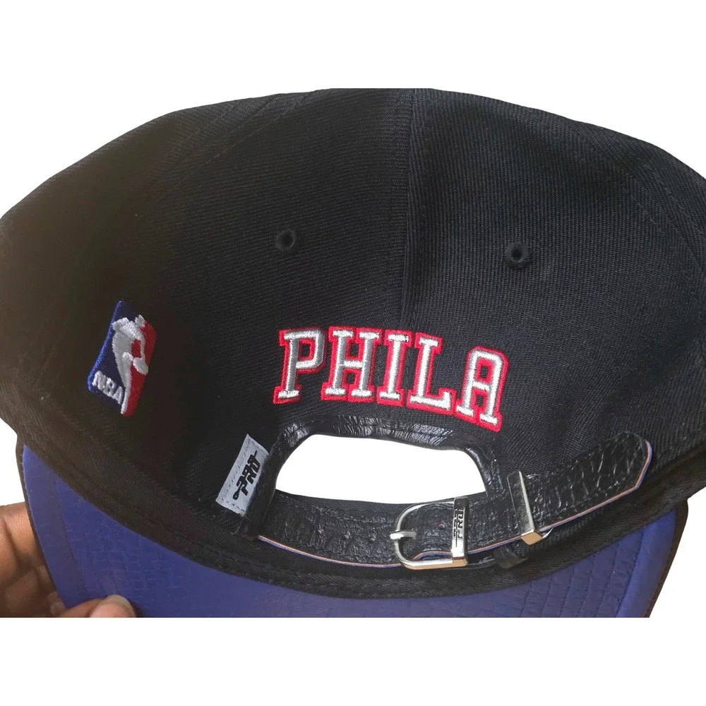 NEW Pro Standard Philadelphia 76ers NBA‎ Leather Visor Snapback Hat Black Blue